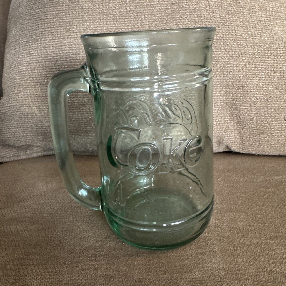 Vintage 20oz Coca Cola Green Glass Jar Mug